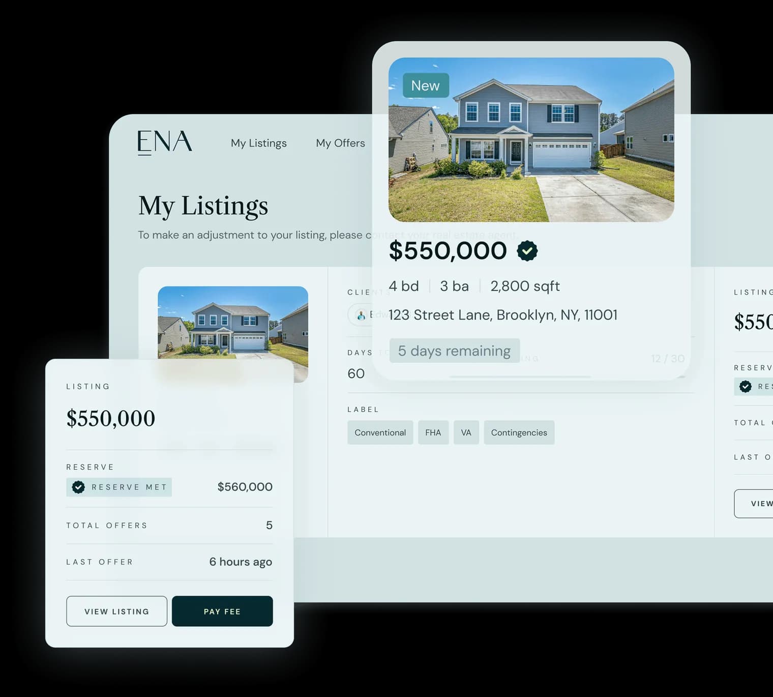ENA product dashboard showing listing details and offers