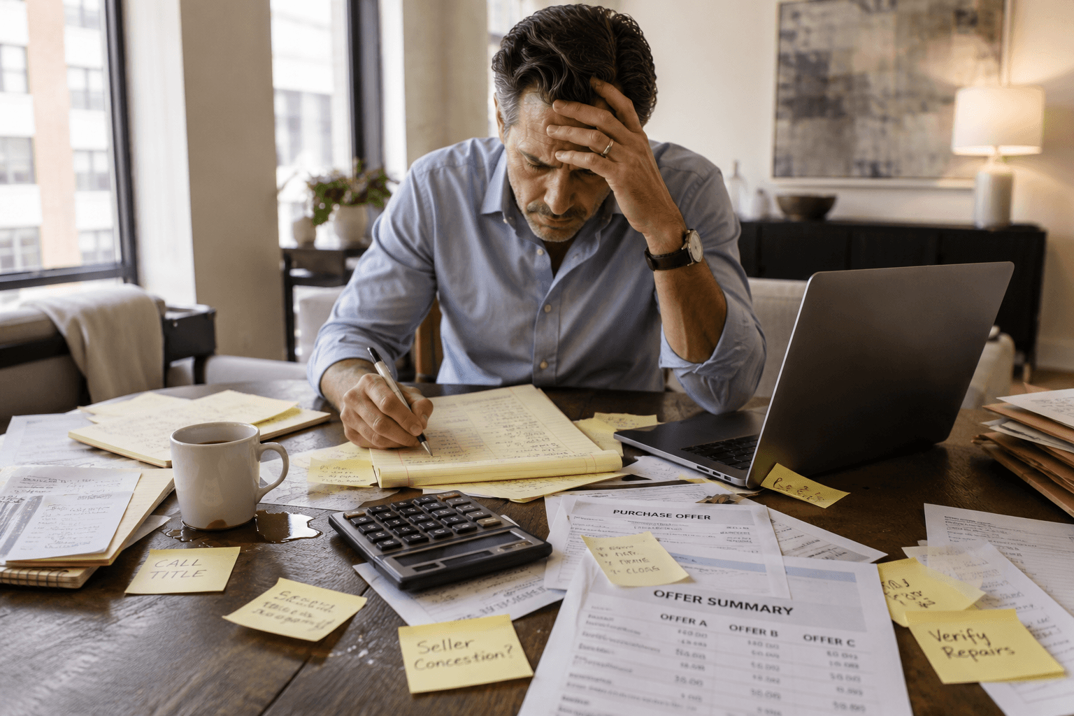 A person stressed by an outdated real estate process