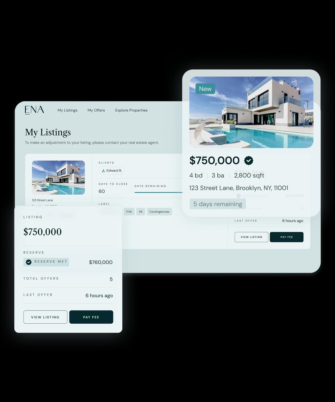 ENA product dashboard showing listing details and offers