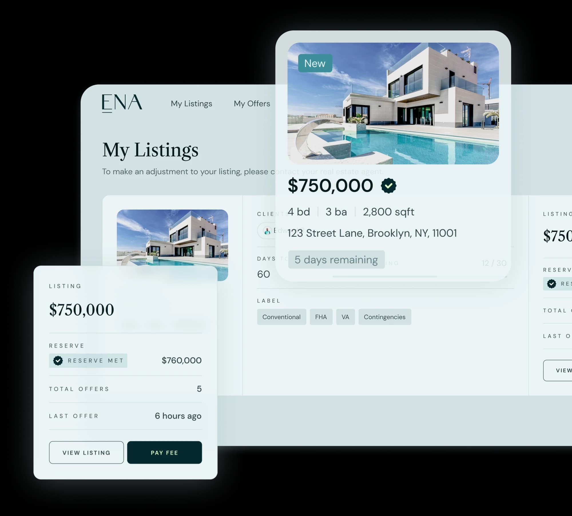 ENA product dashboard showing listing details and offers